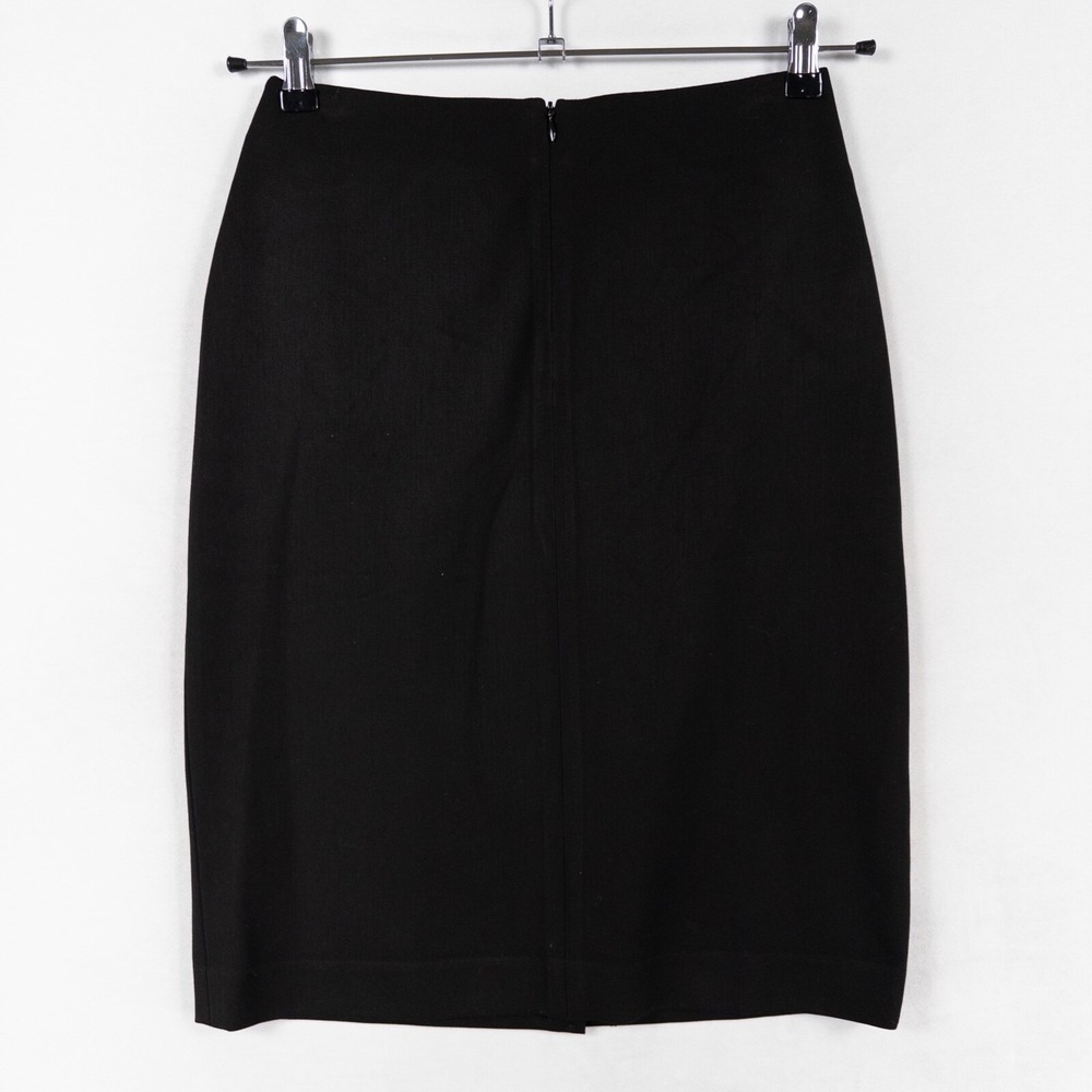 Vintage Cache Pencil Skirt Size 6 Black Zip Front Classic Office Career USA Made